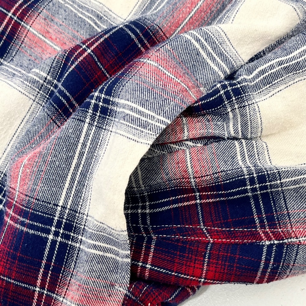 Vintage Weatherproof Mens Size L Button Up Jacket Red Blue Plaid Flannel Pockets - Picture 5 of 11